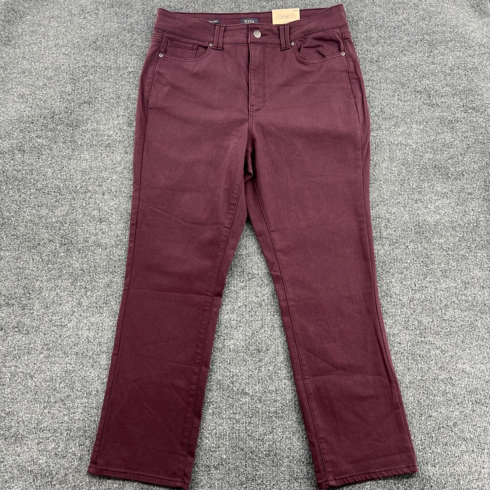 NYDJ Marilyn Straight Pants Womens 16W Burgundy Office Slimming Cool Comfort
